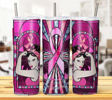 Load image into Gallery viewer, Stained Glass Breast Cancer Tumbler Graphics Package