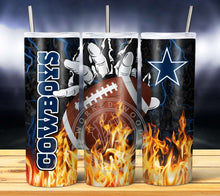 Load image into Gallery viewer, Professional Football Glove on Fire Tumbler Graphics Package