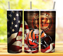 Load image into Gallery viewer, Professional Football Helmet and Flag Tumbler Graphics Package
