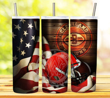 Load image into Gallery viewer, Professional Football Helmet and Flag Tumbler Graphics Package