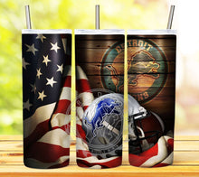 Load image into Gallery viewer, Professional Football Helmet and Flag Tumbler Graphics Package