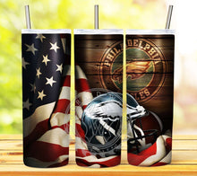 Load image into Gallery viewer, Professional Football Helmet and Flag Tumbler Graphics Package