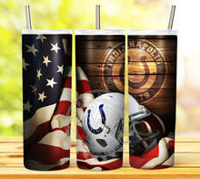 Load image into Gallery viewer, Professional Football Helmet and Flag Tumbler Graphics Package