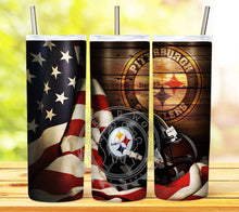 Load image into Gallery viewer, Professional Football Helmet and Flag Tumbler Graphics Package