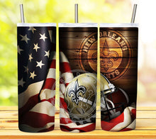 Load image into Gallery viewer, Professional Football Helmet and Flag Tumbler Graphics Package