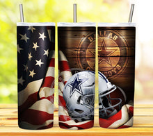 Load image into Gallery viewer, Professional Football Helmet and Flag Tumbler Graphics Package