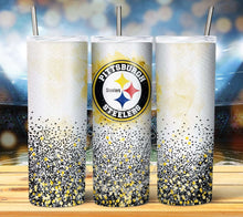 Load image into Gallery viewer, Professional Football Watercolor Glitter Tumbler Graphics Package