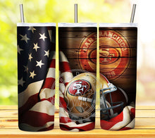 Load image into Gallery viewer, Professional Football Helmet and Flag Tumbler Graphics Package