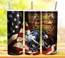 Load image into Gallery viewer, Professional Football Helmet and Flag Tumbler Graphics Package