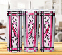 Load image into Gallery viewer, Stained Glass Breast Cancer Tumbler Graphics Package