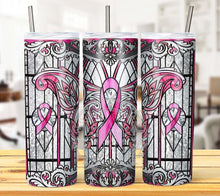 Load image into Gallery viewer, Stained Glass Breast Cancer Tumbler Graphics Package