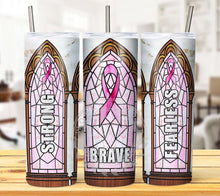 Load image into Gallery viewer, Stained Glass Breast Cancer Tumbler Graphics Package