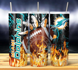 Professional Football Glove on Fire Tumbler Graphics Package