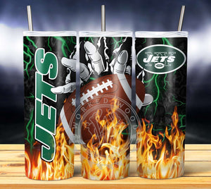 Professional Football Glove on Fire Tumbler Graphics Package