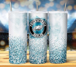 Professional Football Watercolor Glitter Tumbler Graphics Package