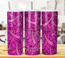 Load image into Gallery viewer, Stained Glass Breast Cancer Tumbler Graphics Package

