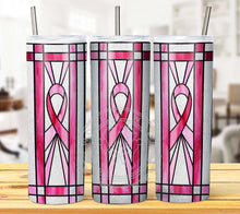Load image into Gallery viewer, Stained Glass Breast Cancer Tumbler Graphics Package
